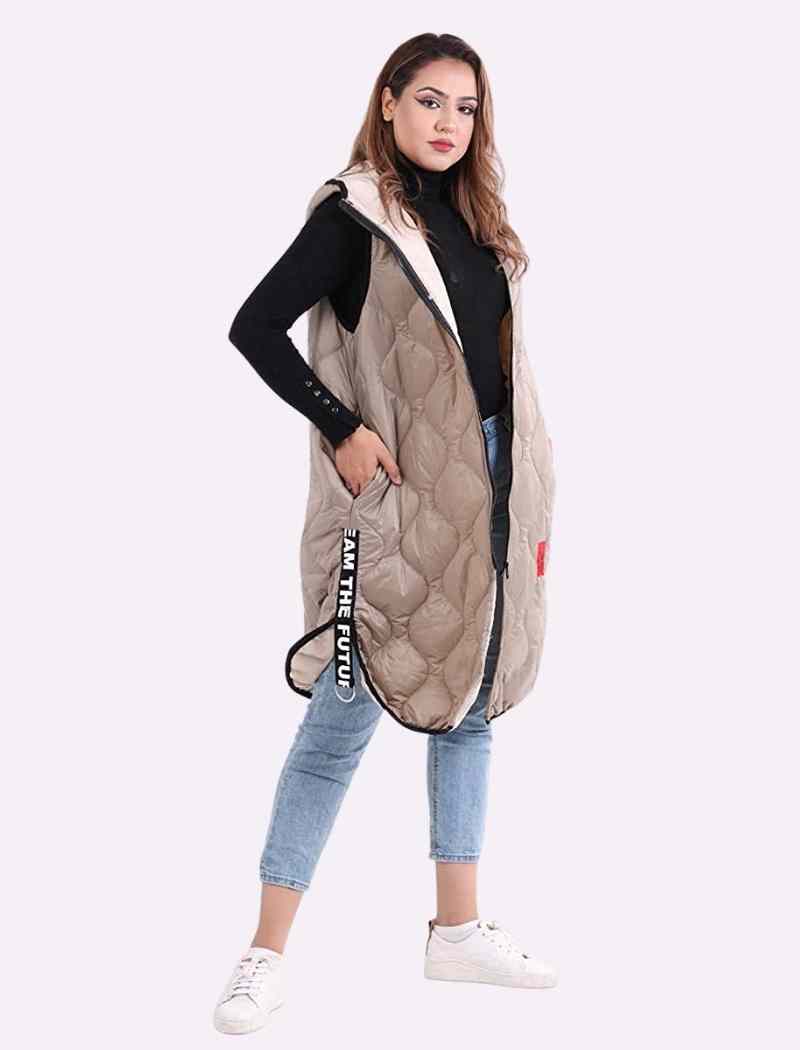 Hooded Puffer Coat Jackets & Coat WearAll Beige One Size (12-18)