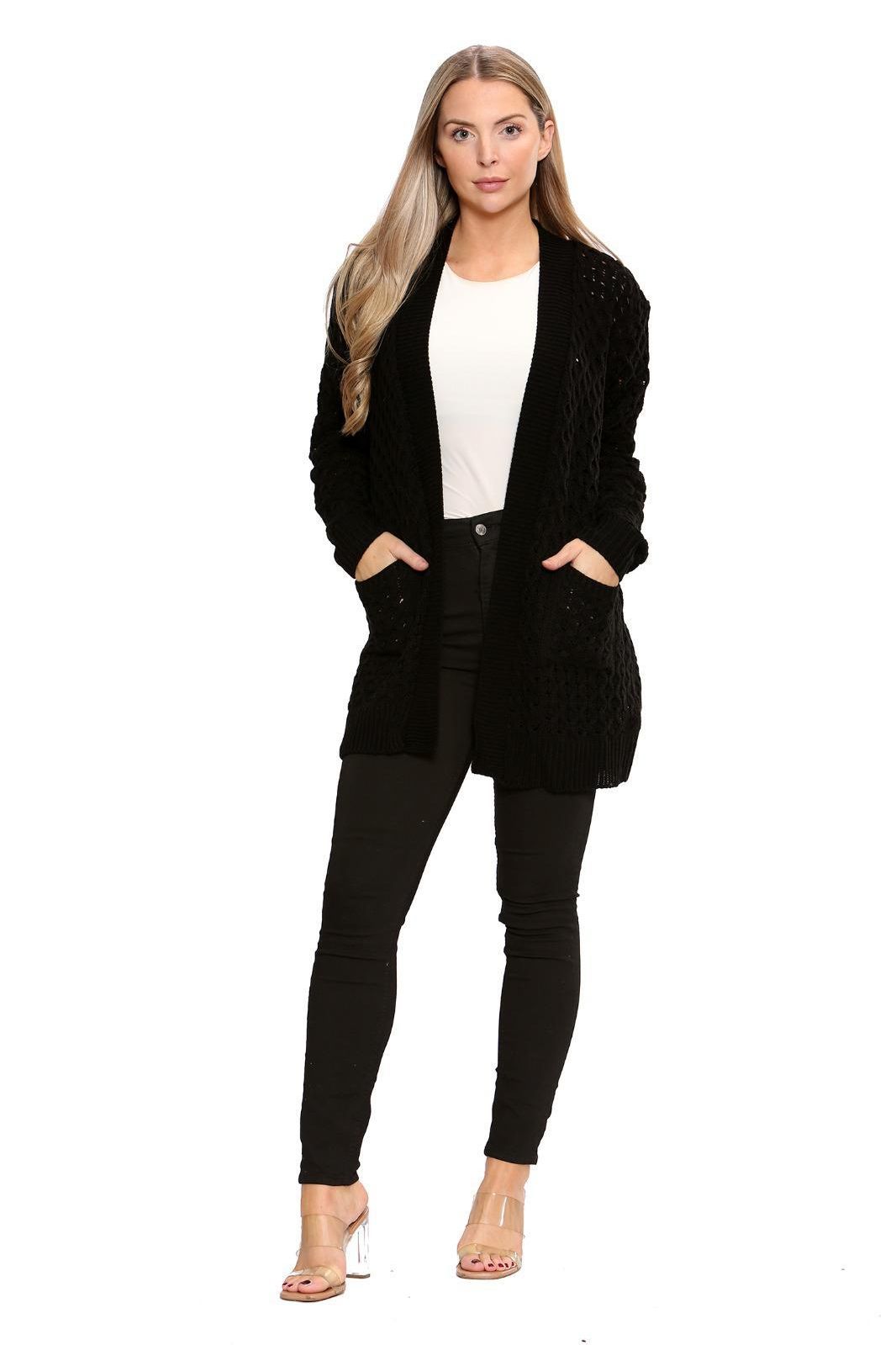 Cable Knitted Open Pocket Cardigan Knitted Cardigan WearAll