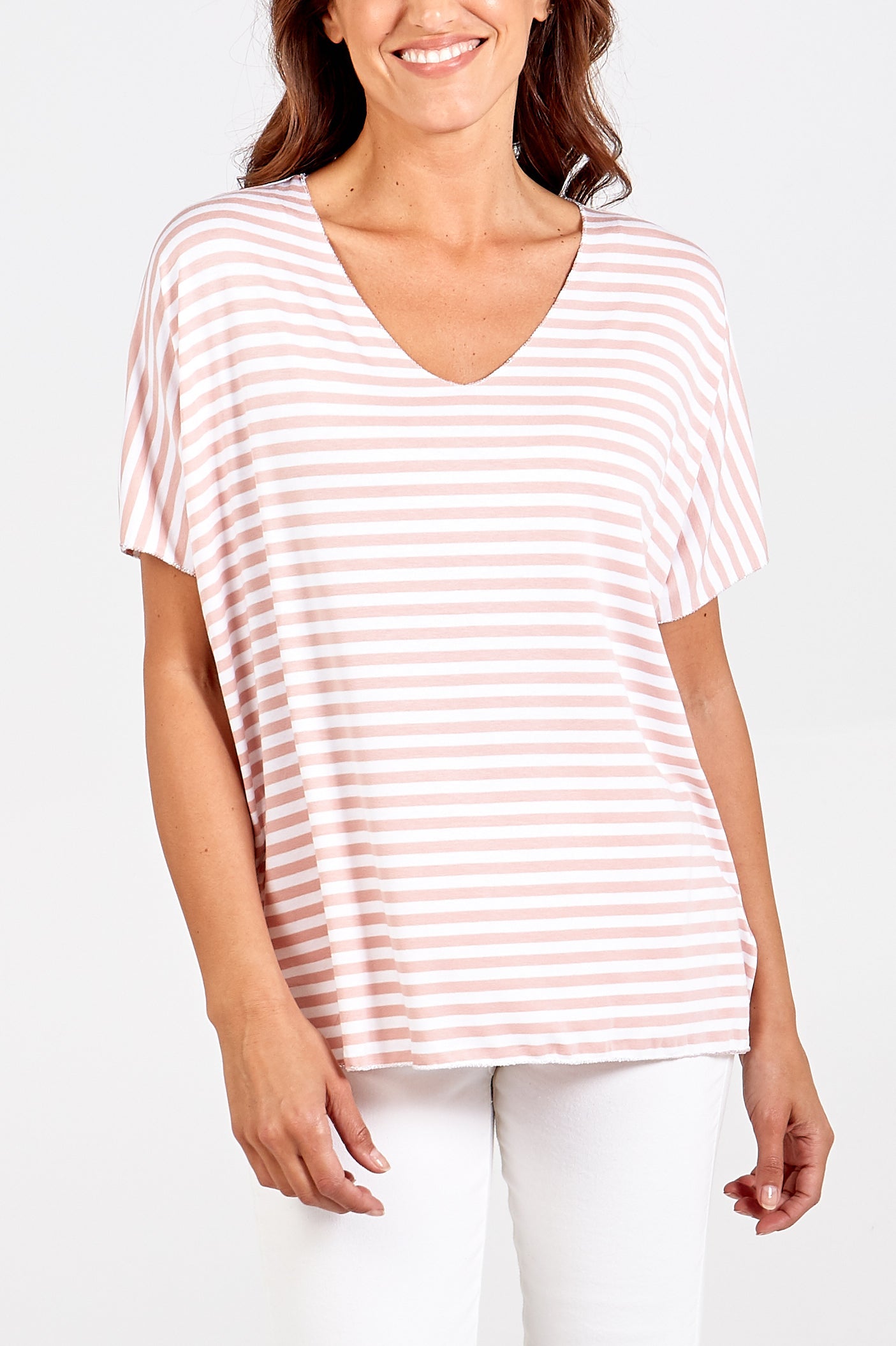V-Neck Stripe T-Shirt TOPMF2 WearAll
