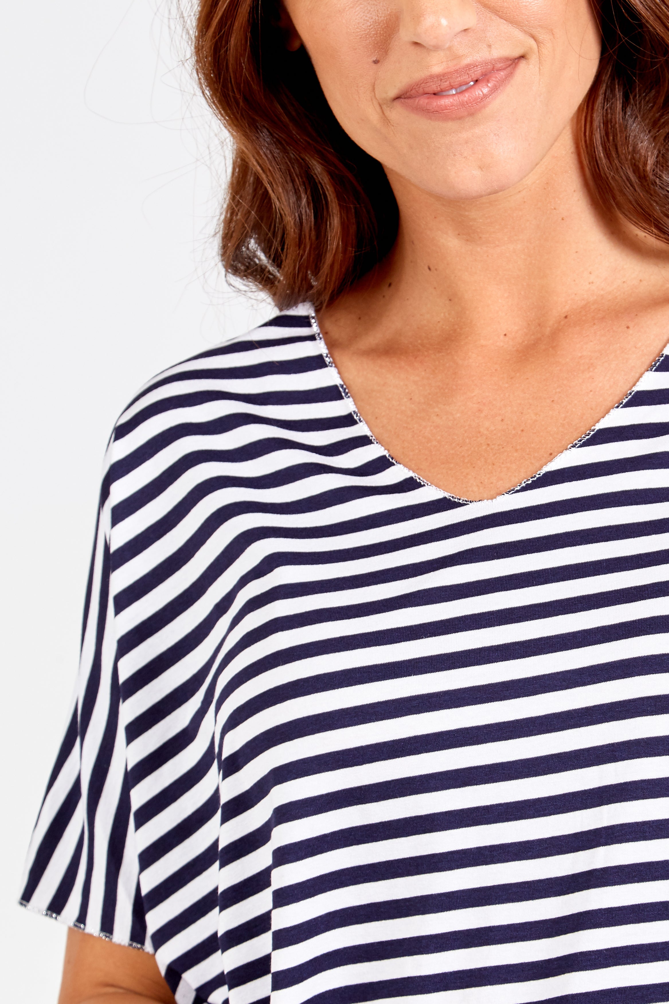 V-Neck Stripe T-Shirt TOPMF2 WearAll