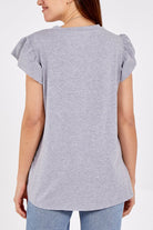 Scoop Neck Frill Sleeve Top With Necklace TOPMF2 WearAll