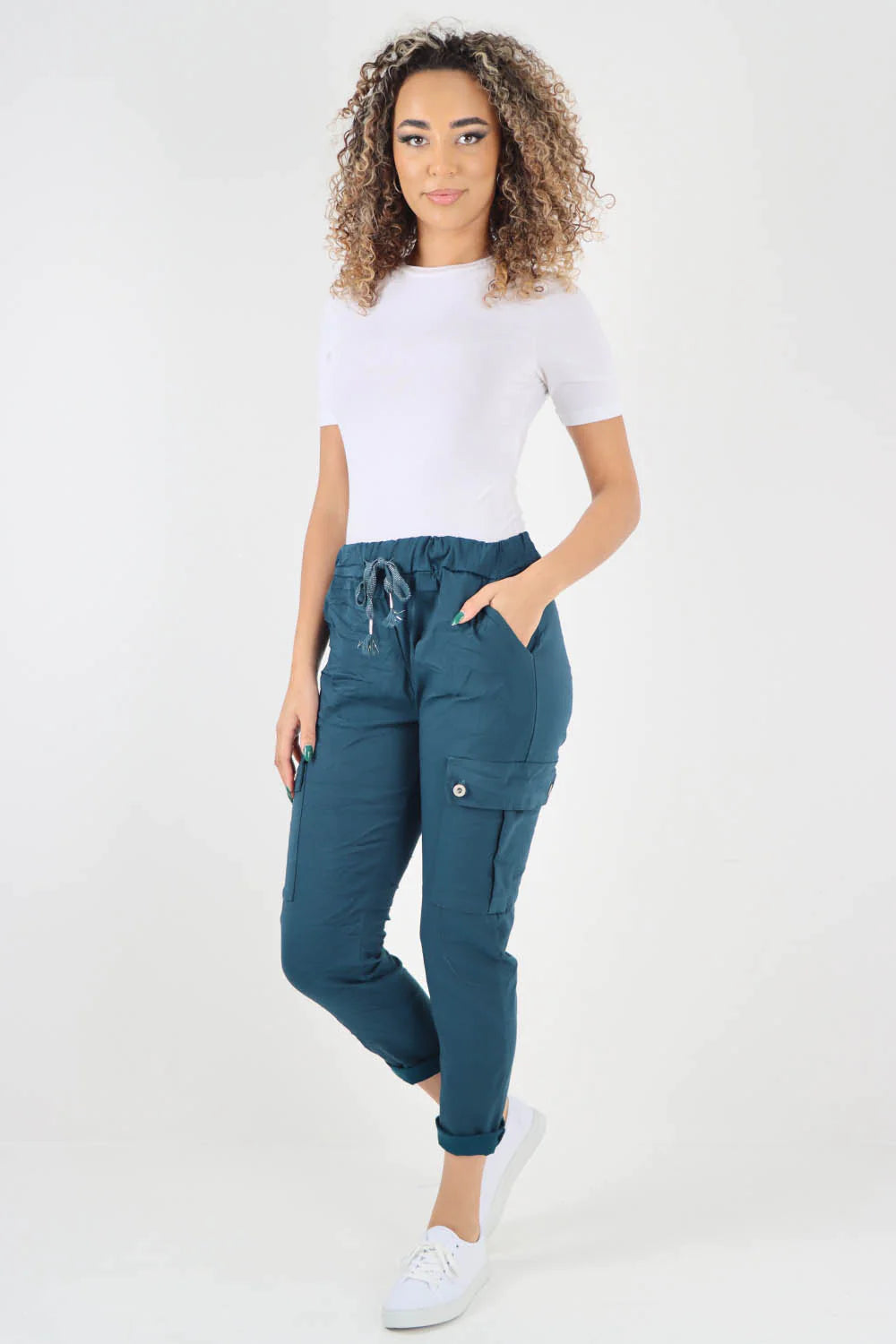 Plus Size Italian Drawstring Waistband Magic Cargo Trouser Trouser WearAll