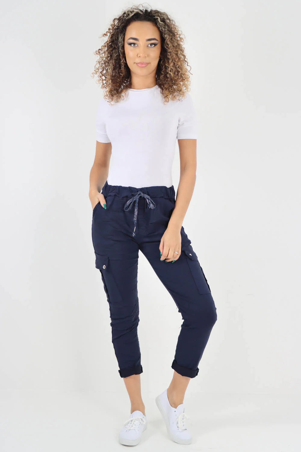 Plus Size Italian Drawstring Waistband Magic Cargo Trouser Trouser WearAll