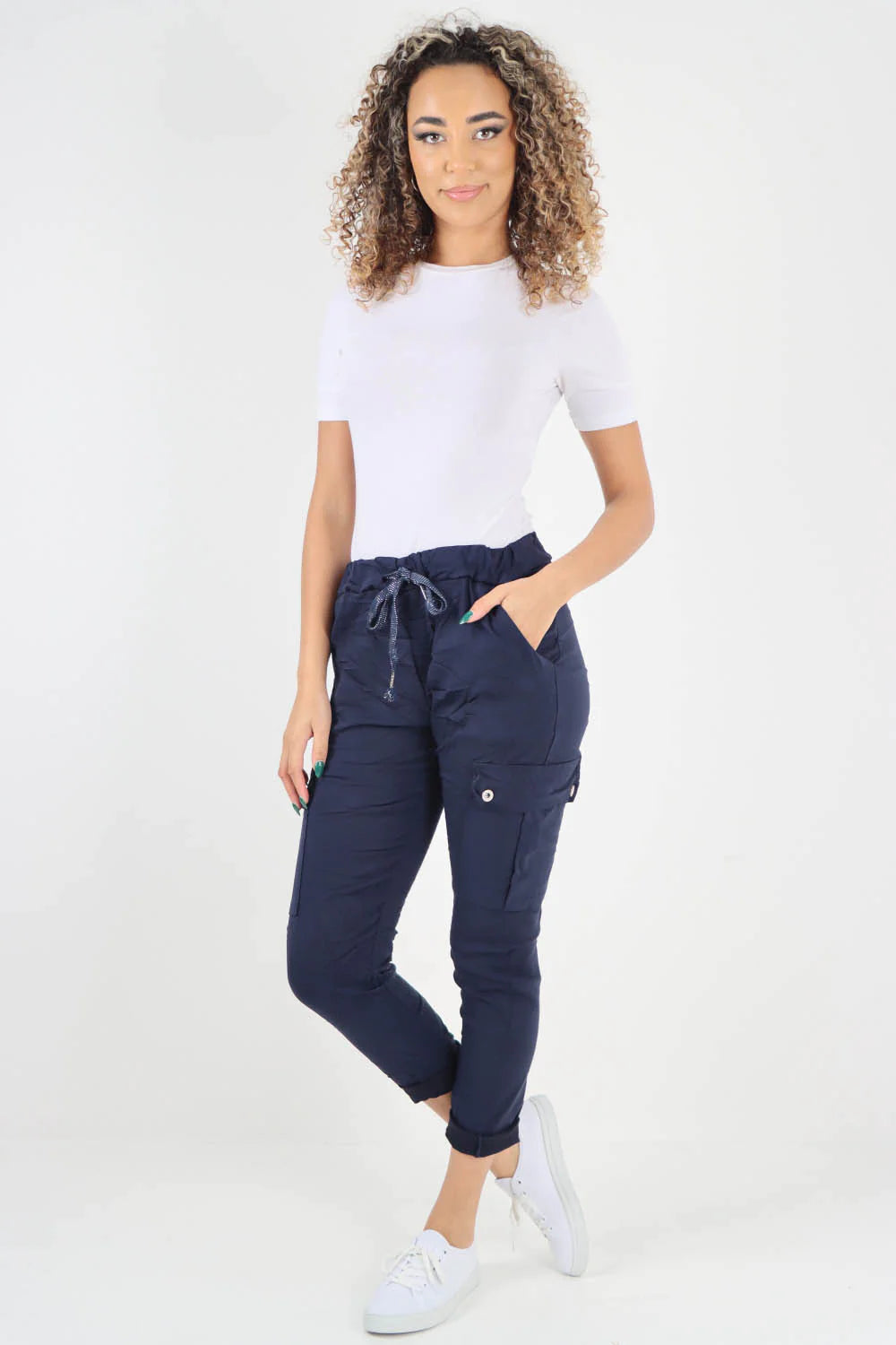 Plus Size Italian Drawstring Waistband Magic Cargo Trouser Trouser WearAll