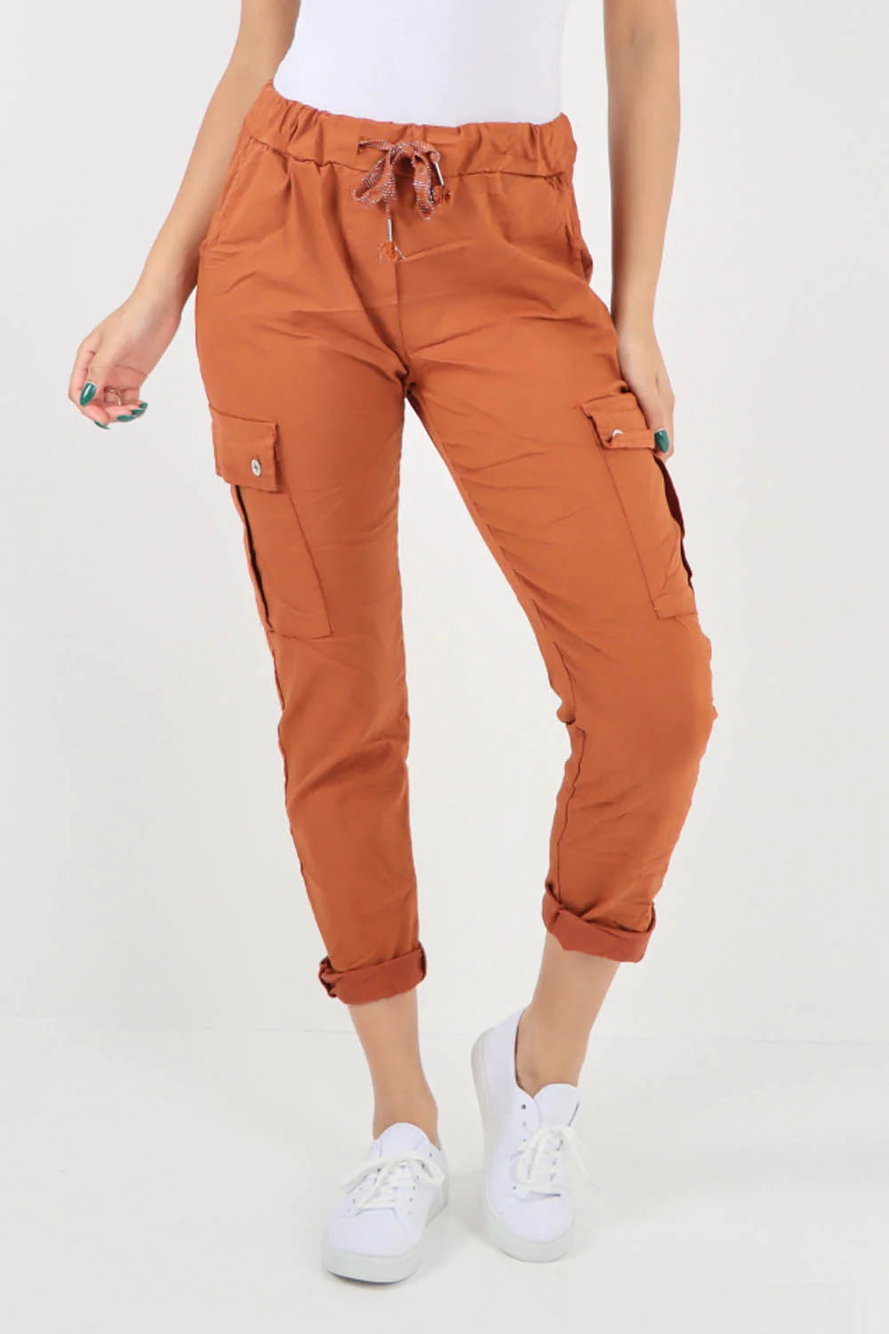 Plus Size Italian Drawstring Waistband Magic Cargo Trouser Trouser WearAll
