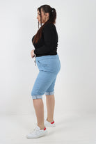 Women Denim Italian Shorts Drawstring Shorts WearAll