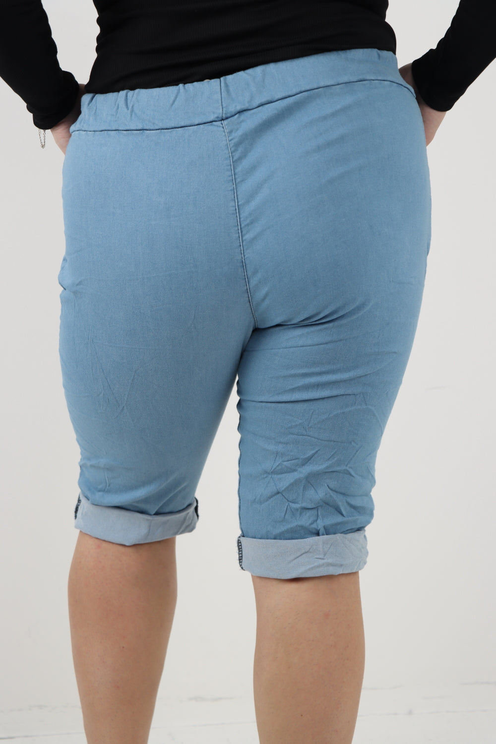 Women Denim Italian Shorts Drawstring Shorts WearAll