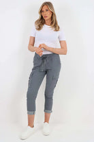 Italian Drawstring Waistband Magic Cargo Trouser Trouser WearAll Charcoal 8
