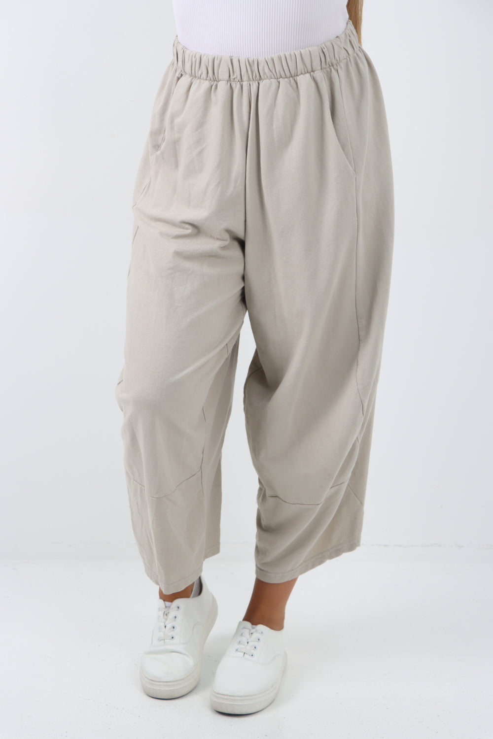 Italian Relaxed Fit Plain Baggy Trouser Trousers WearAll Beige 8-16
