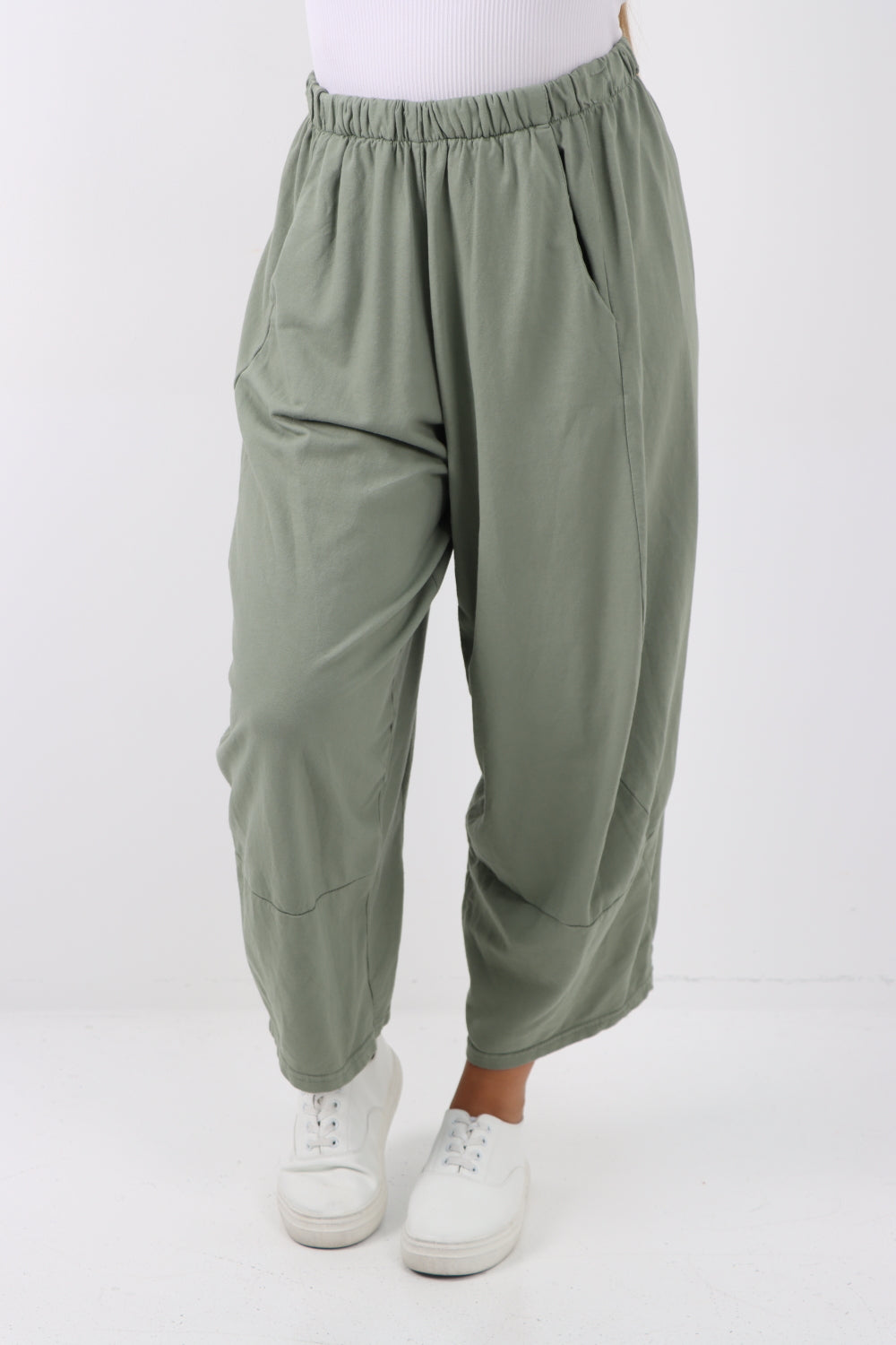 Italian Relaxed Fit Plain Baggy Trouser Trousers WearAll khaki 8-16