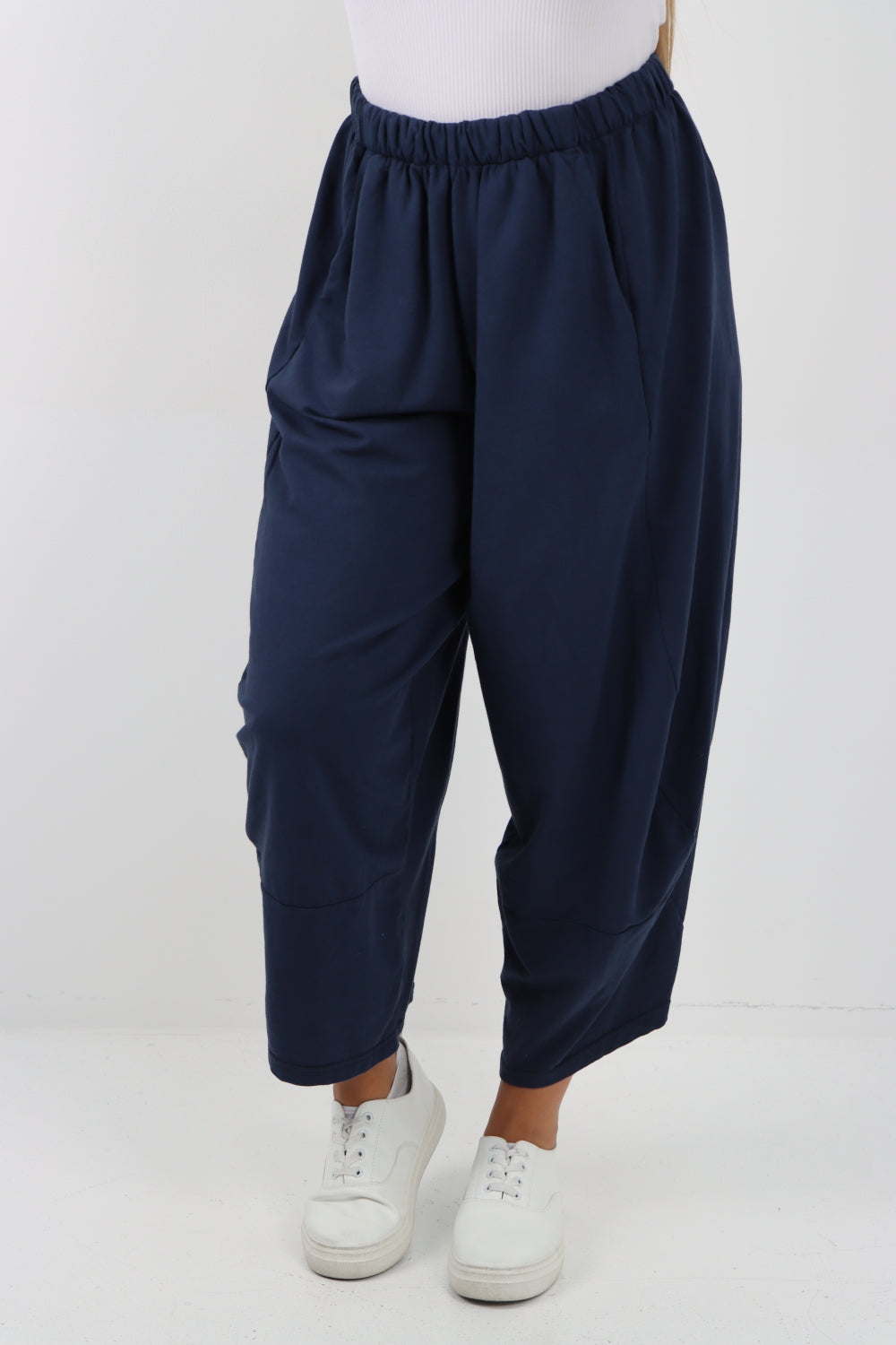 Italian Relaxed Fit Plain Baggy Trouser Trousers WearAll Navy 8-16