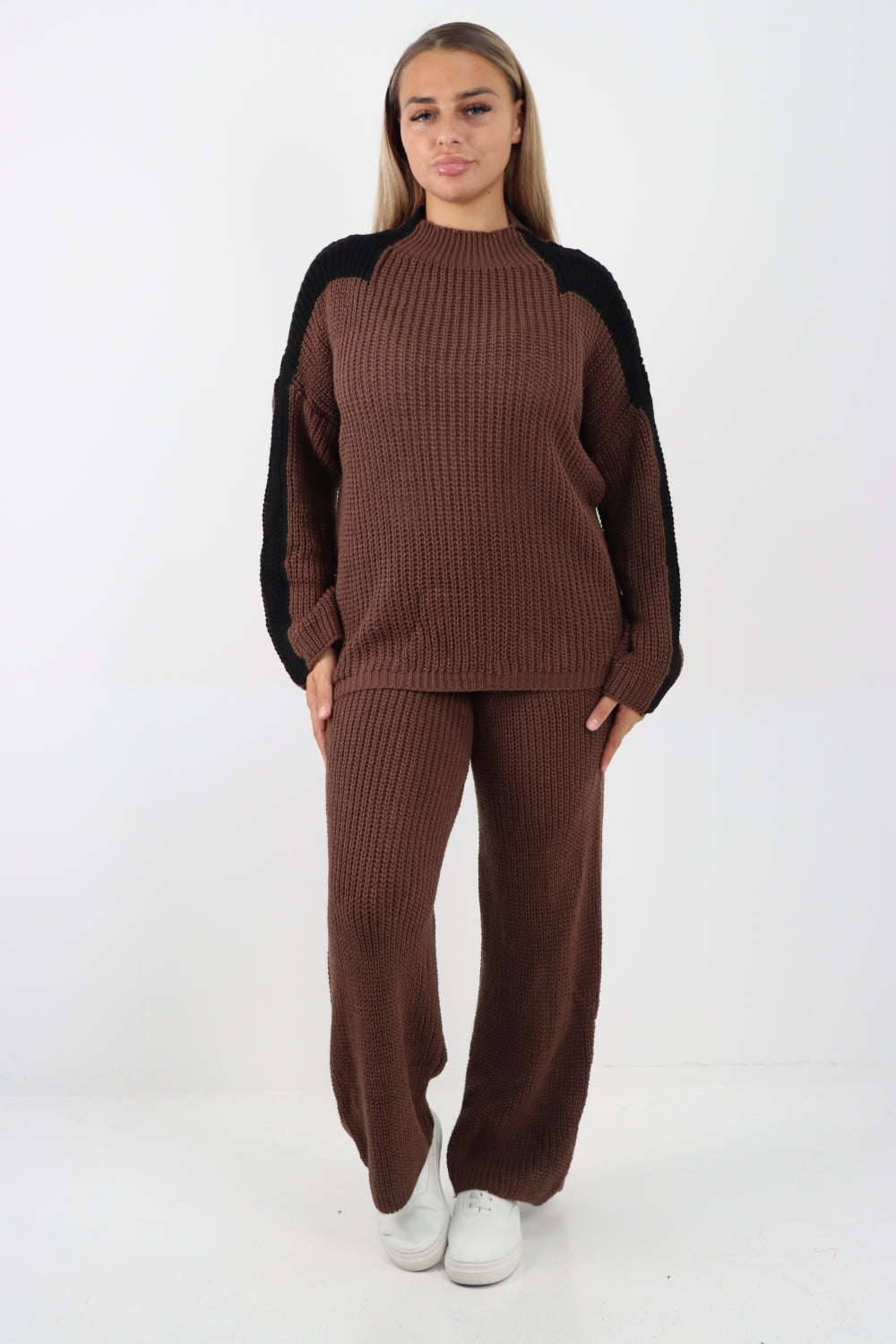 Italian Contrast Panel Knitted Top and Trouser Dresses WearAll