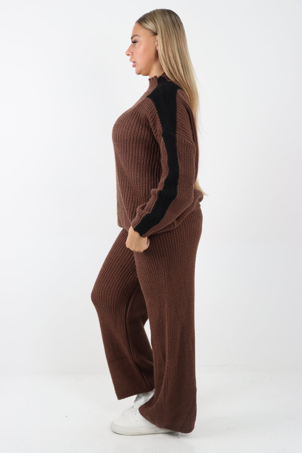 Italian Contrast Panel Knitted Top and Trouser Dresses WearAll