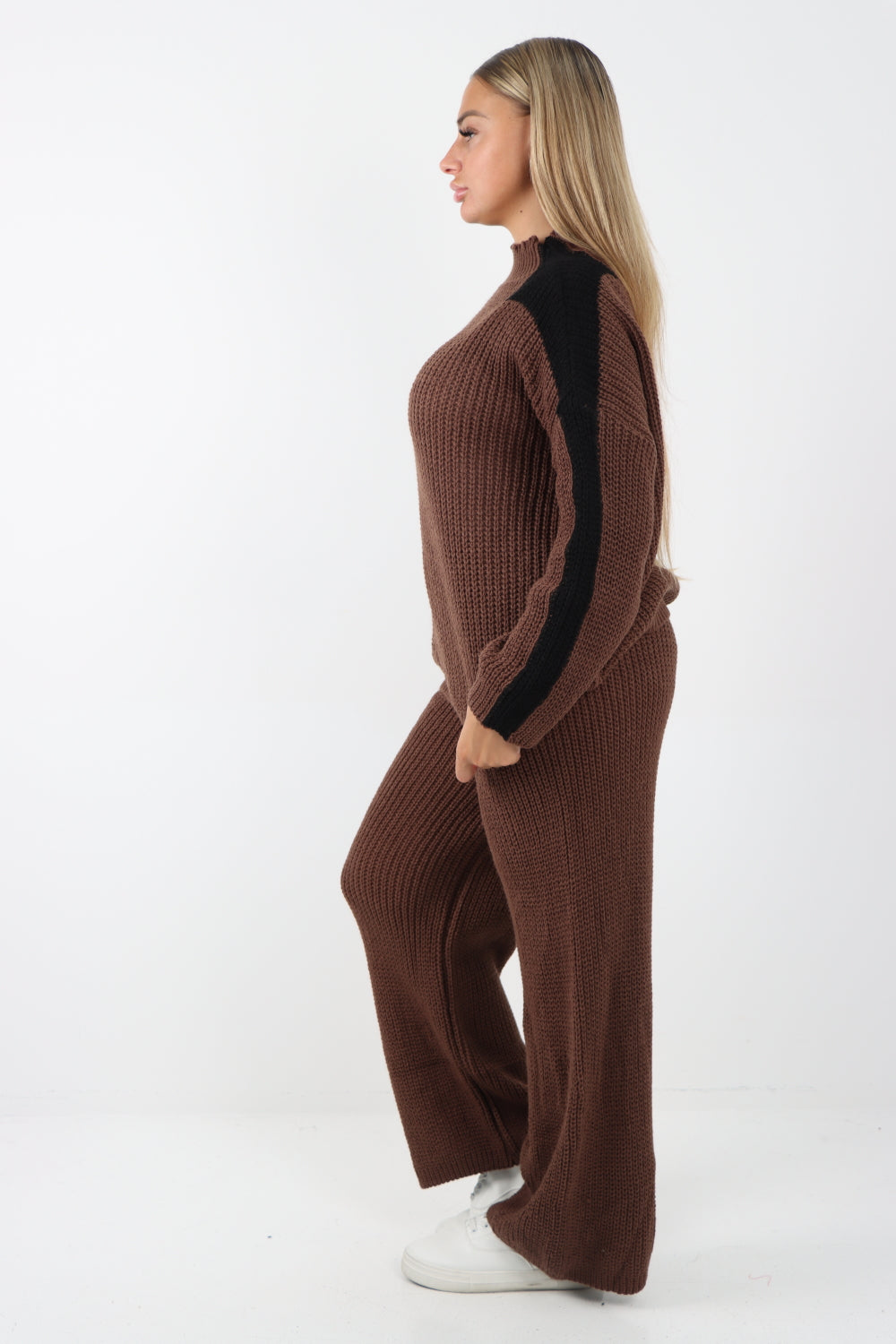 Italian Contrast Panel Knitted Top and Trouser Dresses WearAll