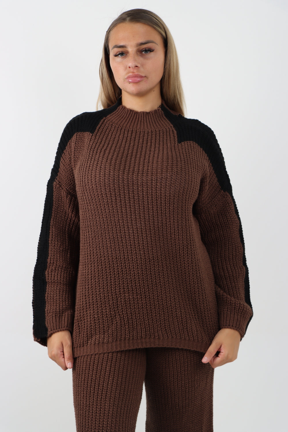 Italian Contrast Panel Knitted Top and Trouser Dresses WearAll