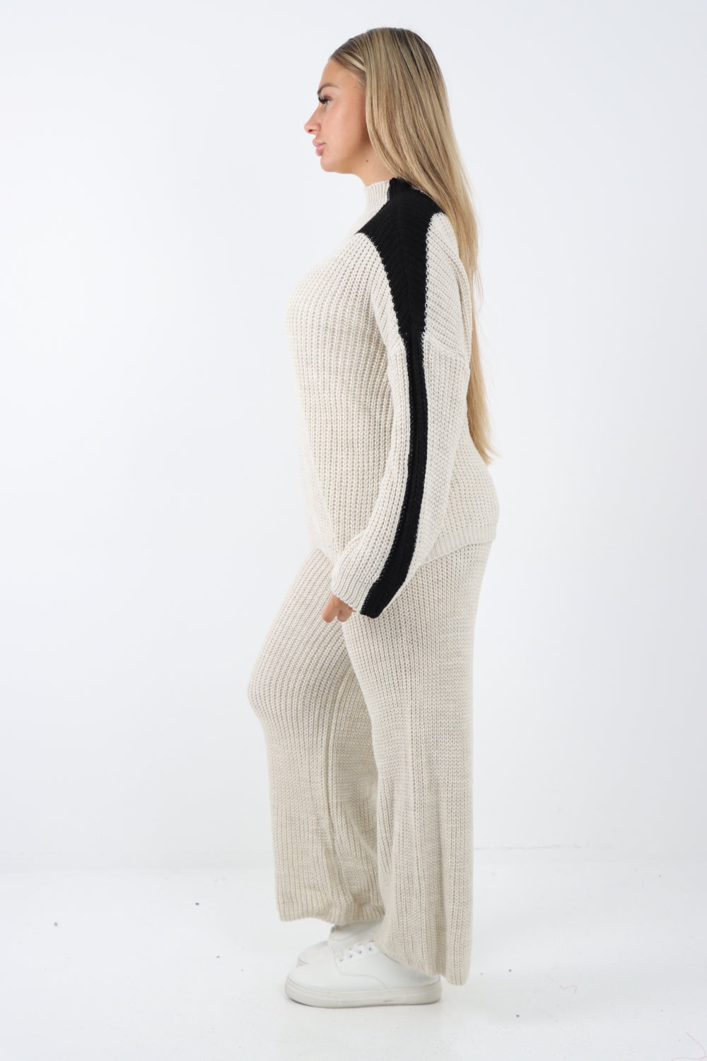 Italian Contrast Panel Knitted Top and Trouser Dresses WearAll