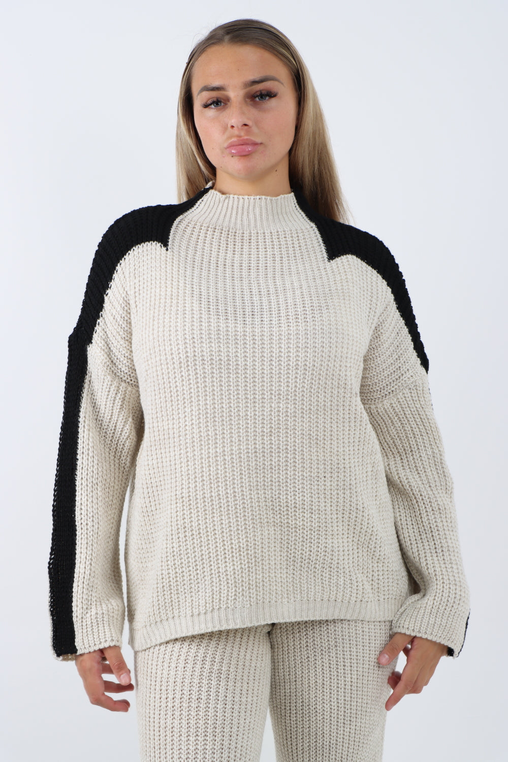 Italian Contrast Panel Knitted Top and Trouser Dresses WearAll