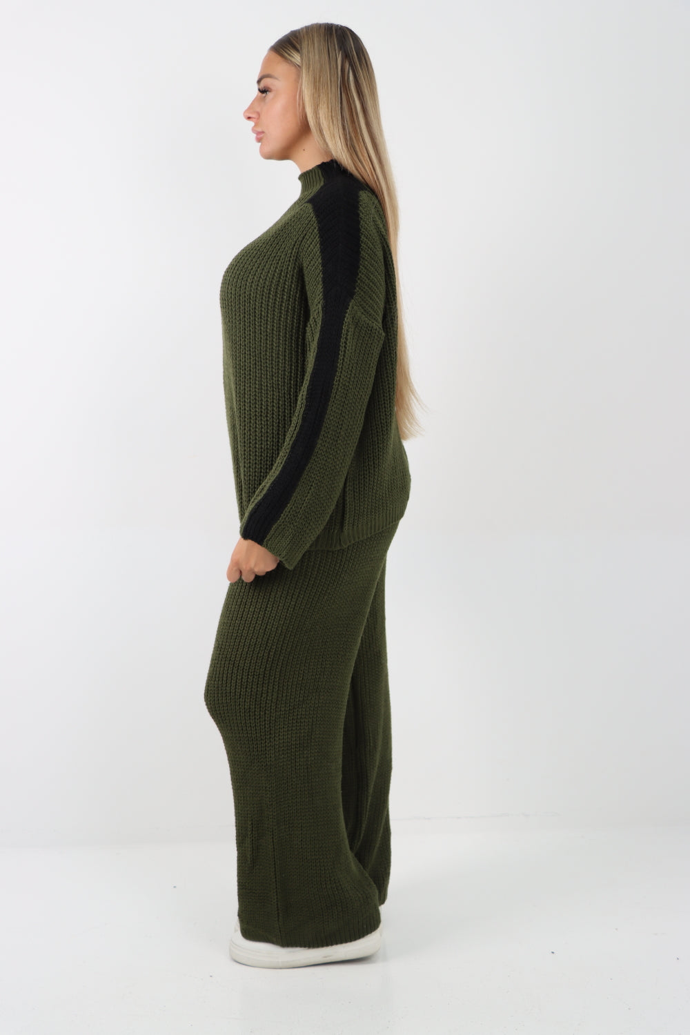 Italian Contrast Panel Knitted Top and Trouser Dresses WearAll