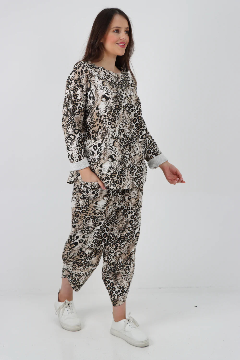 Animal Print Top Bottom Italian Co-ord Set 2 Piece Loungewear Loungewear WearAll