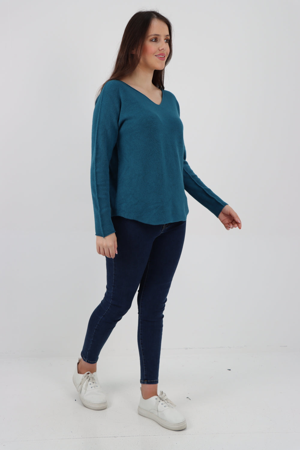 Knitted Jumper V Neck Basic Sweater Top Sweater WearAll