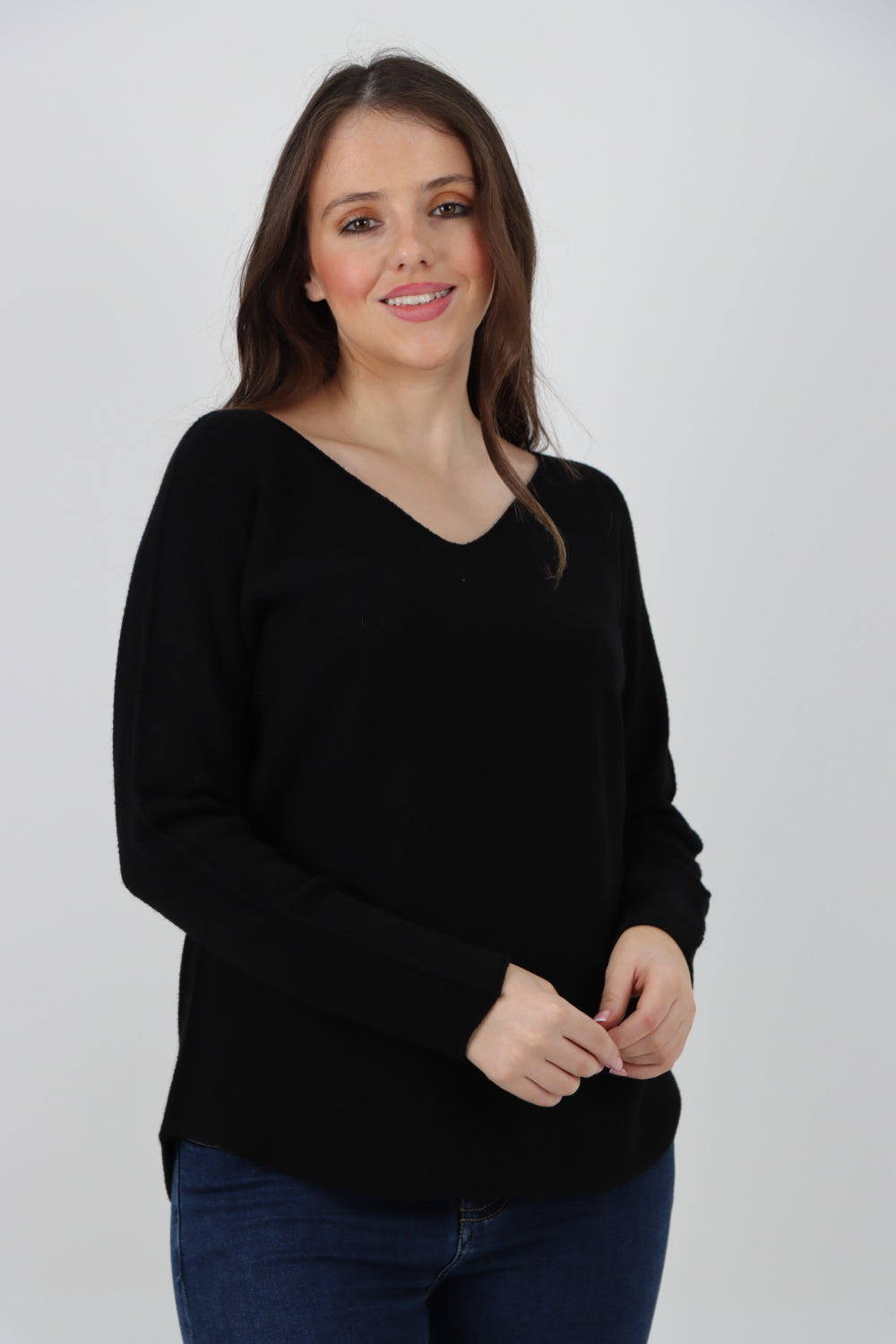 Knitted Jumper V Neck Basic Sweater Top Sweater WearAll