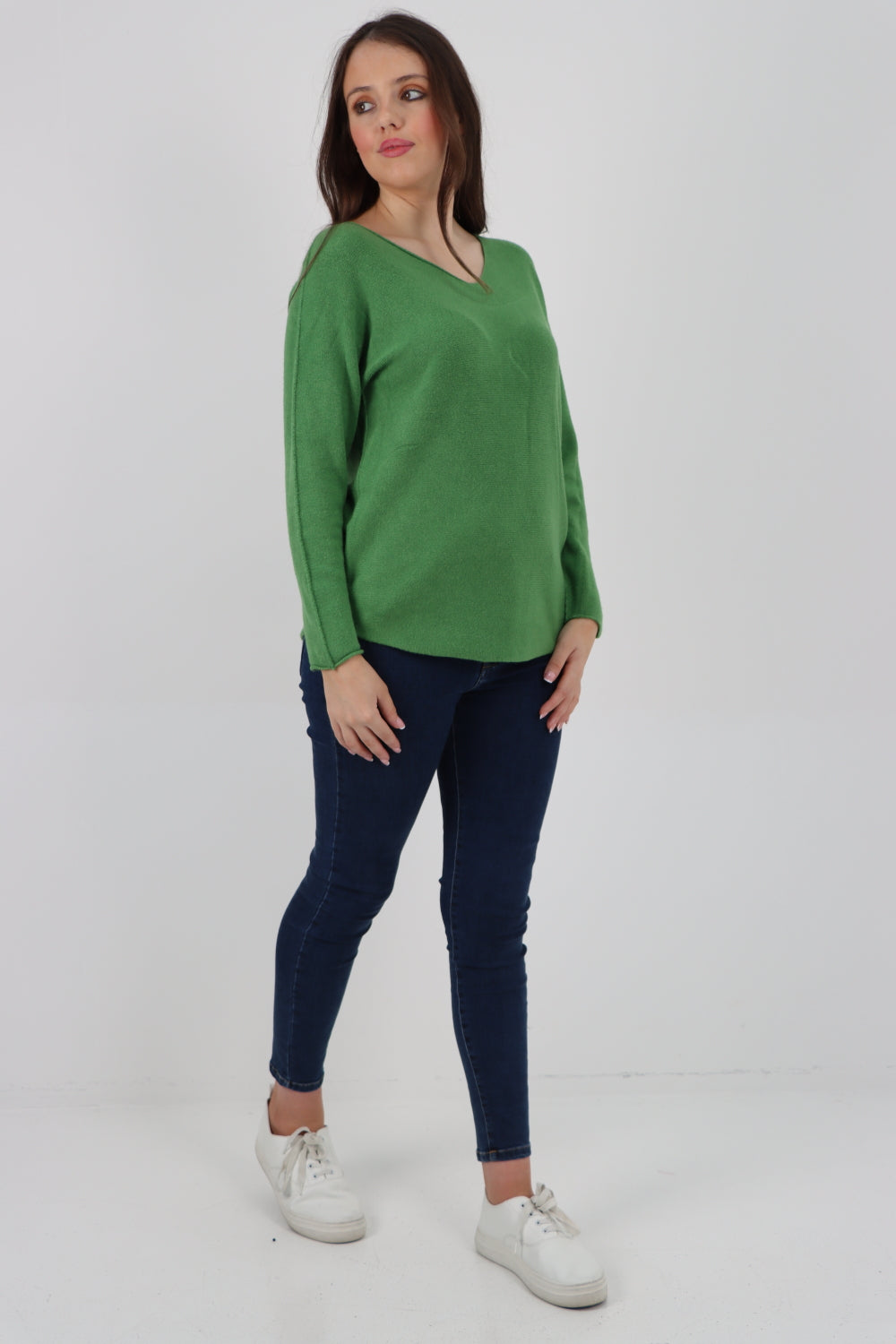 Knitted Jumper V Neck Basic Sweater Top Sweater WearAll