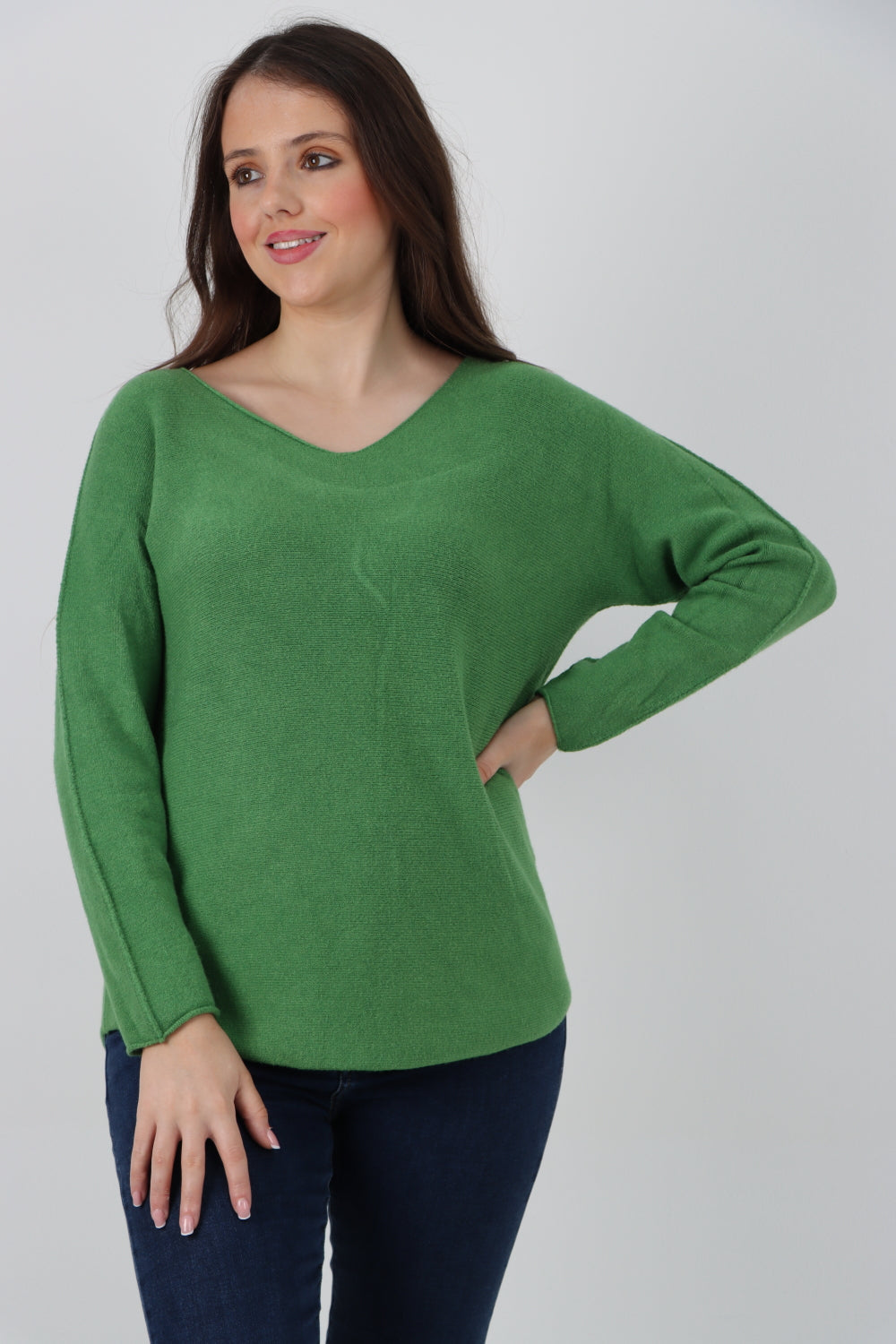 Knitted Jumper V Neck Basic Sweater Top Sweater WearAll