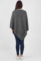 Italian Greek Key Print Asymmetric Poncho Jumper Top Jumpers WearAll