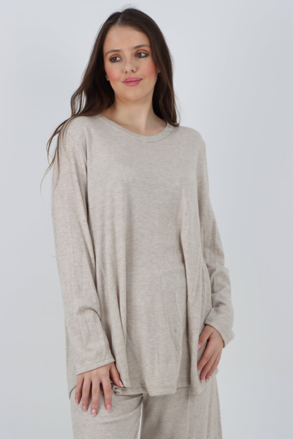 Italian Basic Knitted Plain Soft Top & Trouser Co - Ord Set Co-Ords WearAll