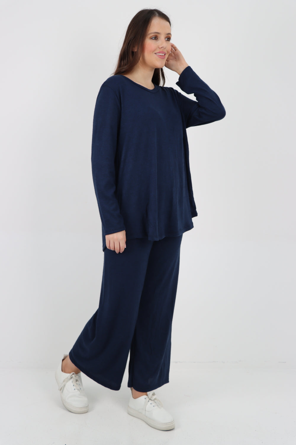 Italian Basic Knitted Plain Soft Top & Trouser Co - Ord Set Co-Ords WearAll