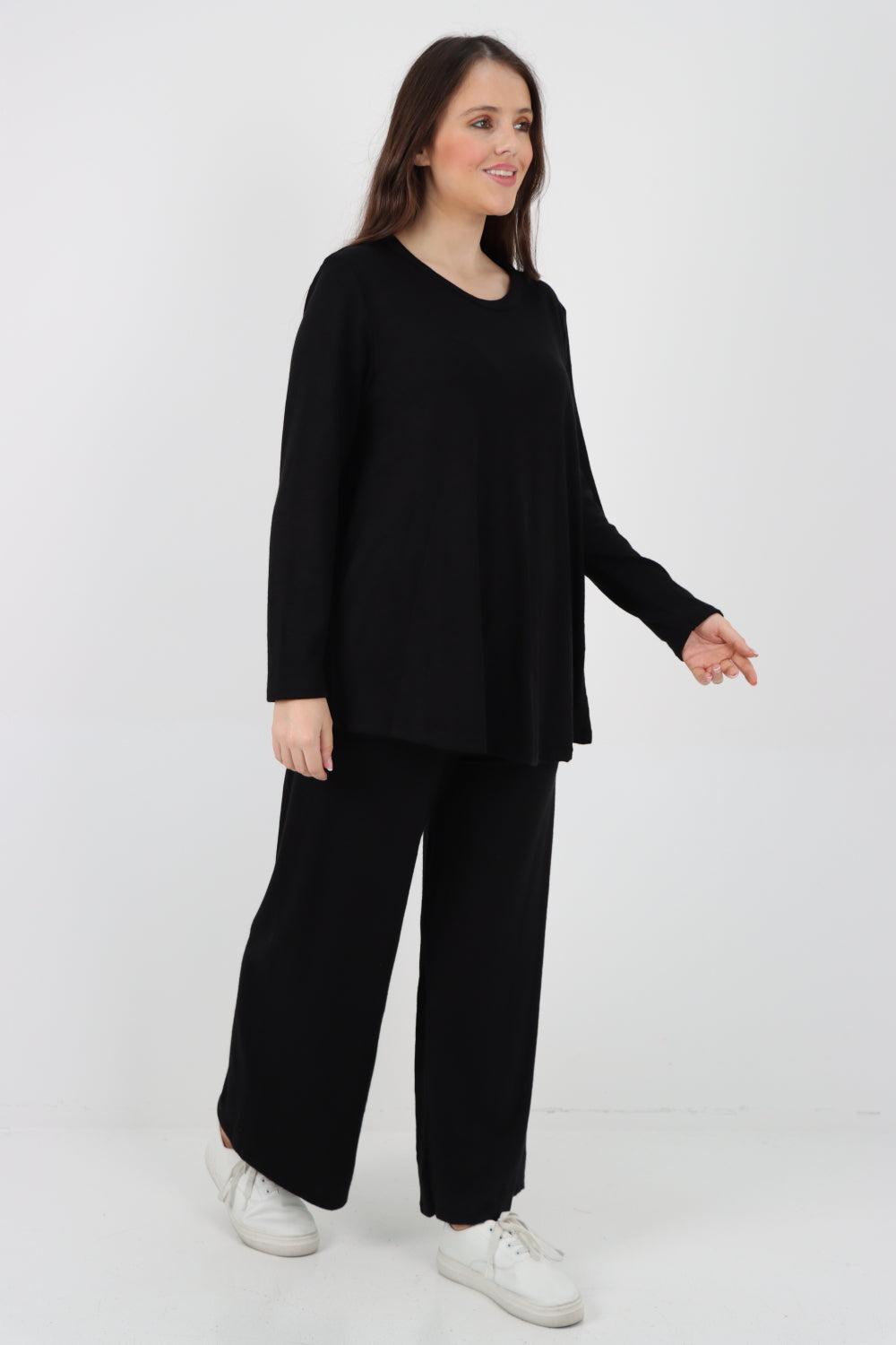 Italian Basic Knitted Plain Soft Top & Trouser Co - Ord Set Co-Ords WearAll