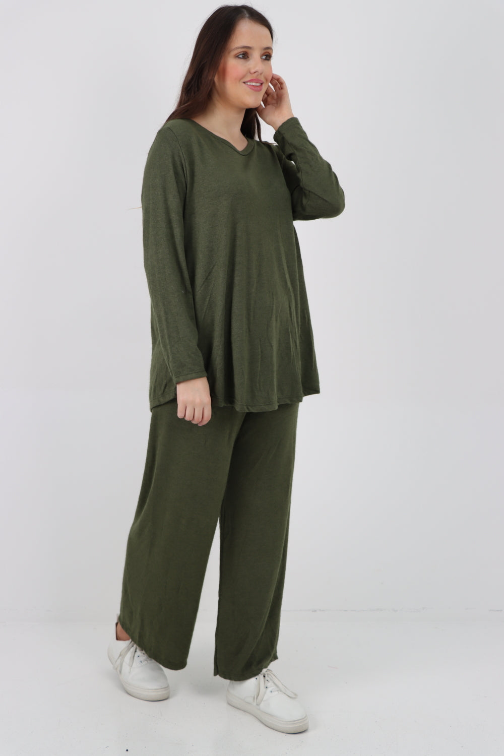 Italian Basic Knitted Plain Soft Top & Trouser Co - Ord Set Co-Ords WearAll