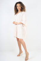 Italian Deep V - Neck Tiered Short Sleeve Smock Dress Smock Dress WearAll