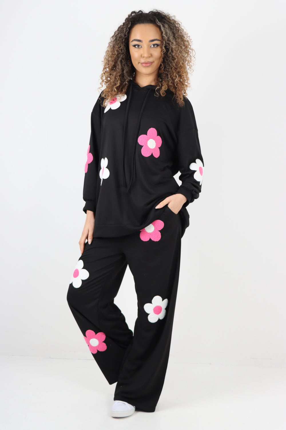 italian ditsy floral print hooded co ord set Co-Ord Suit Set WearAll