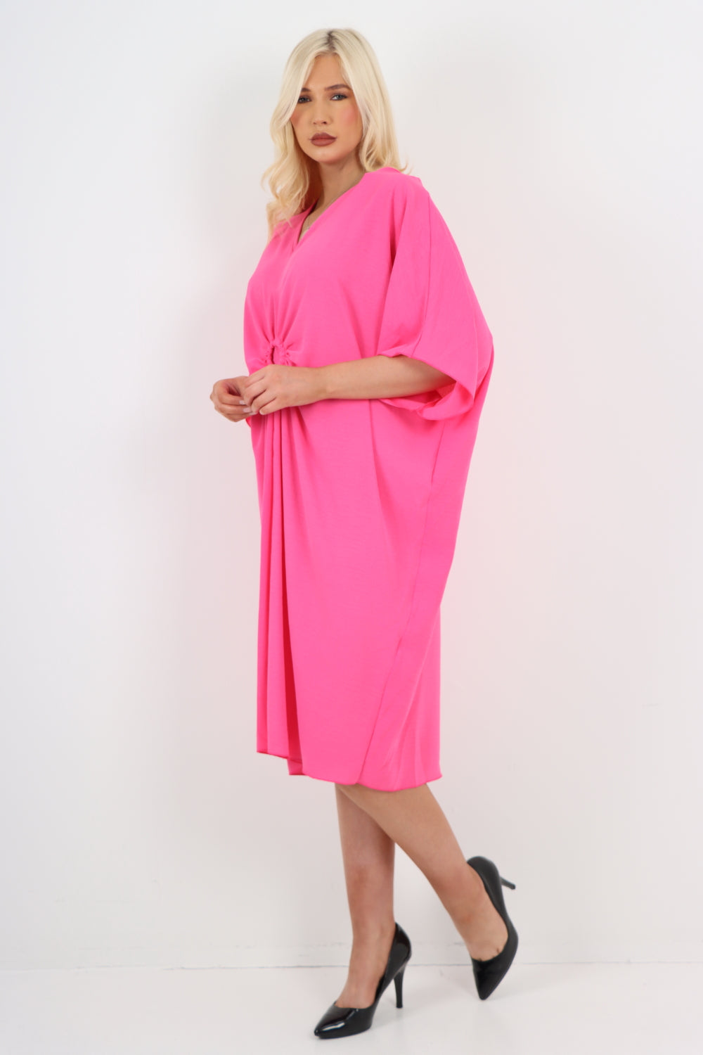 Italian Oversized V Neck Ring Detail Kaftan Dress Dresses WearAll