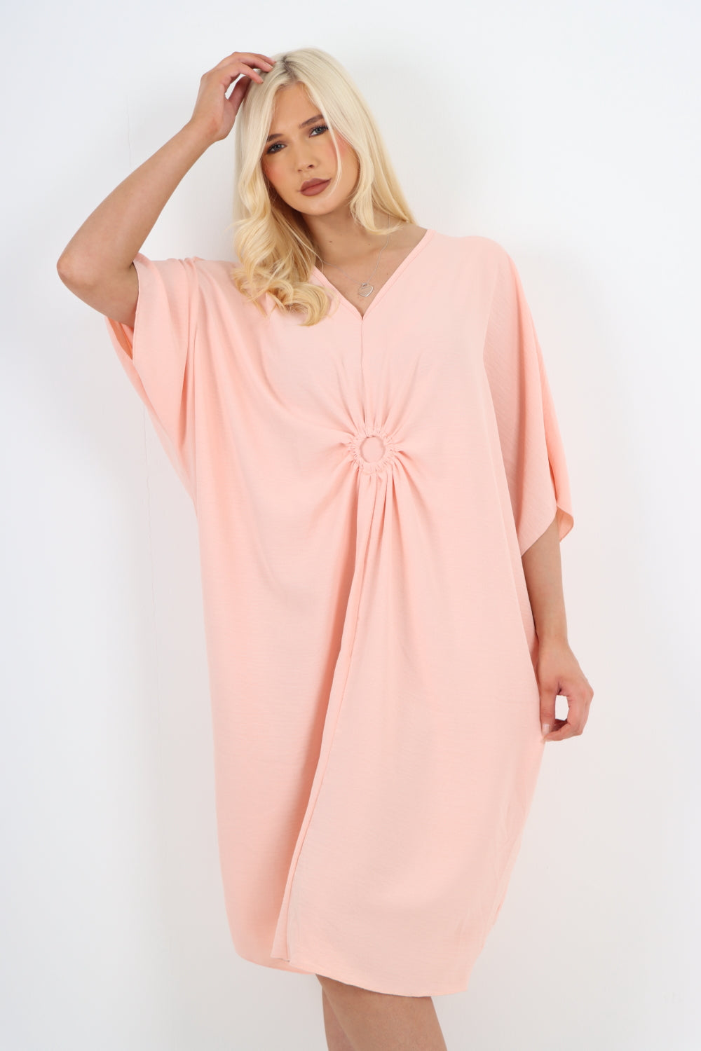 Italian Oversized V Neck Ring Detail Kaftan Dress Dresses WearAll