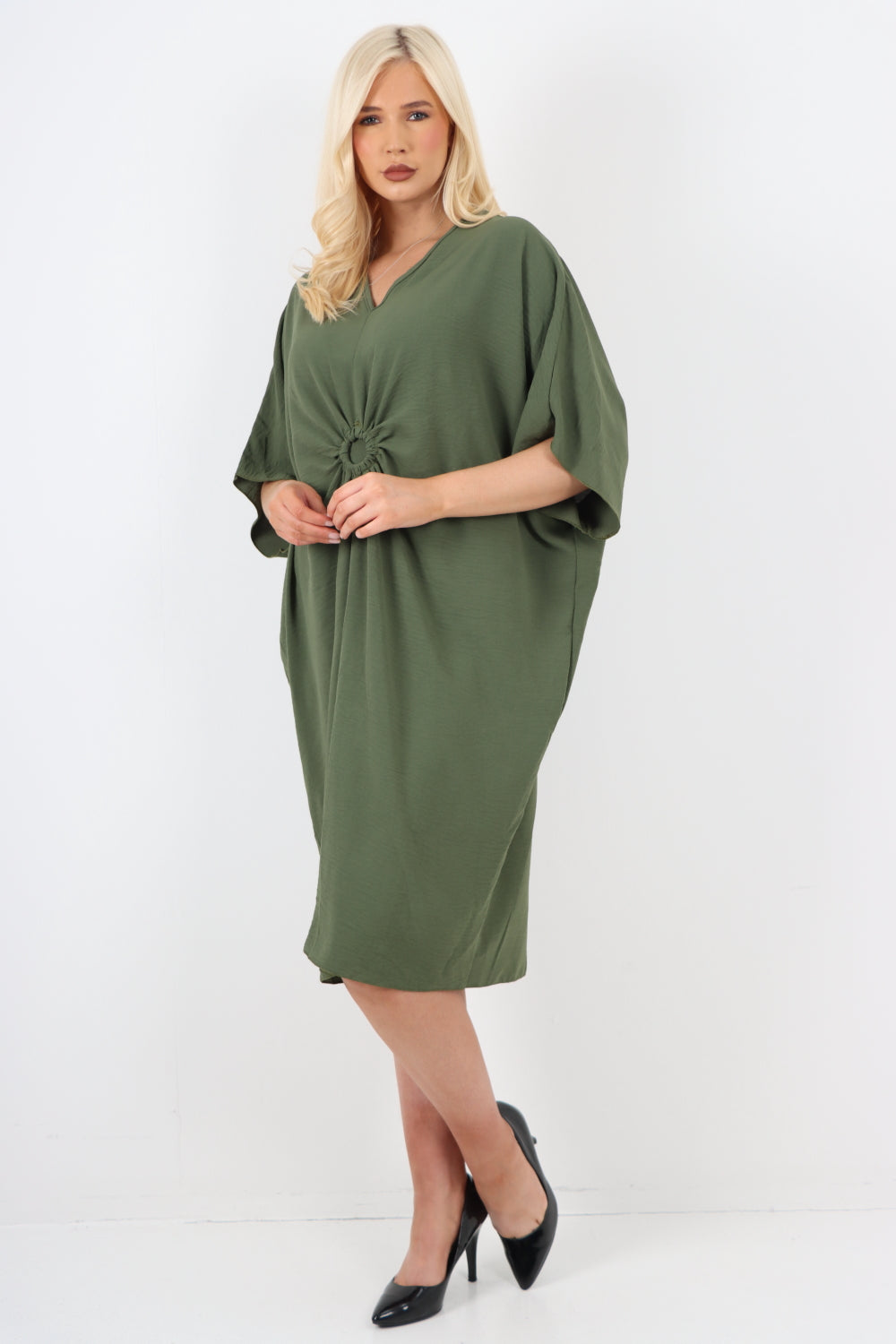 Italian Oversized V Neck Ring Detail Kaftan Dress Dresses WearAll