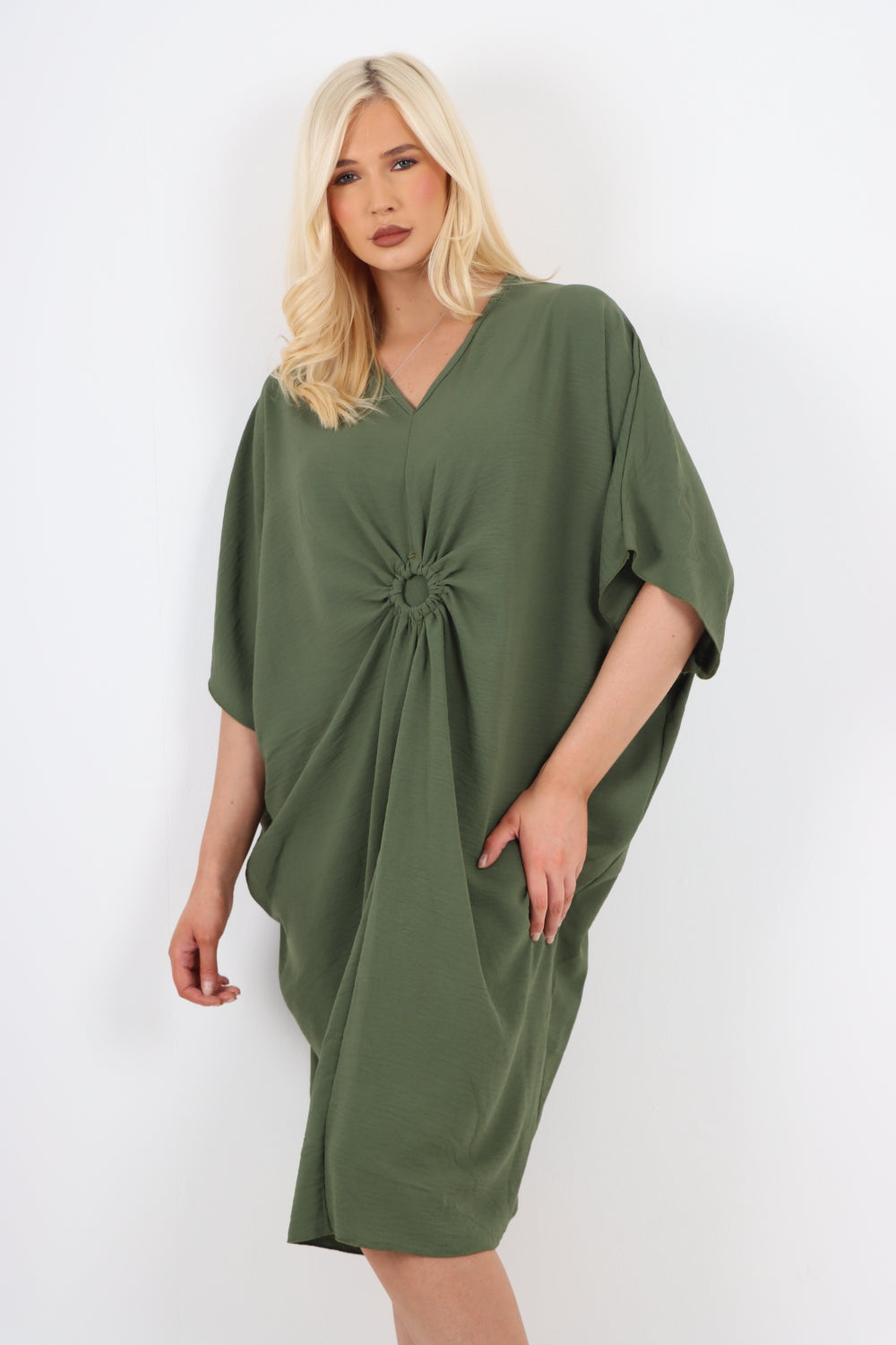 Italian Oversized V Neck Ring Detail Kaftan Dress Dresses WearAll
