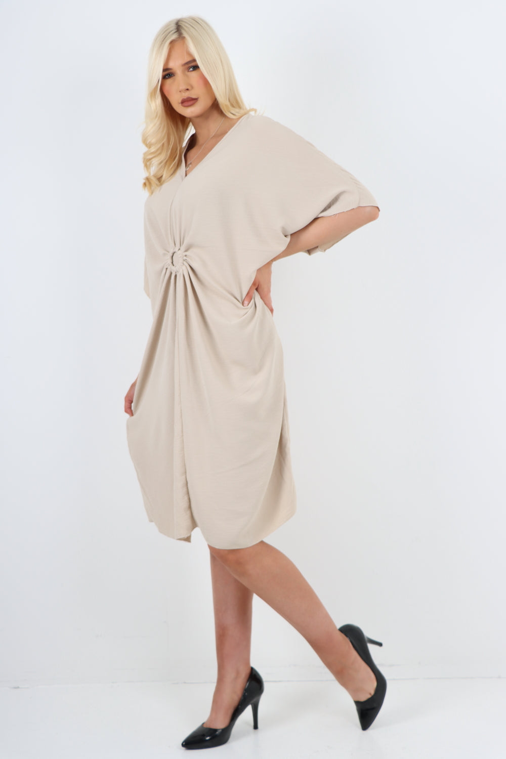 Italian Oversized V Neck Ring Detail Kaftan Dress Dresses WearAll