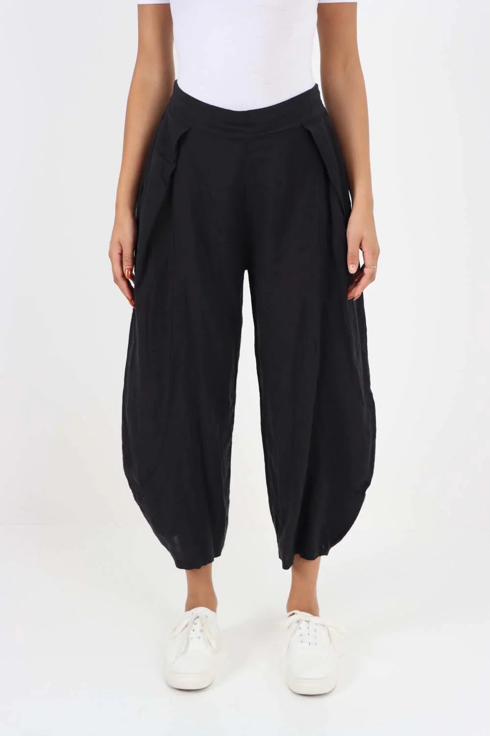Italian Plain Layered 3/4 Linen Jogger Trouser WearAll