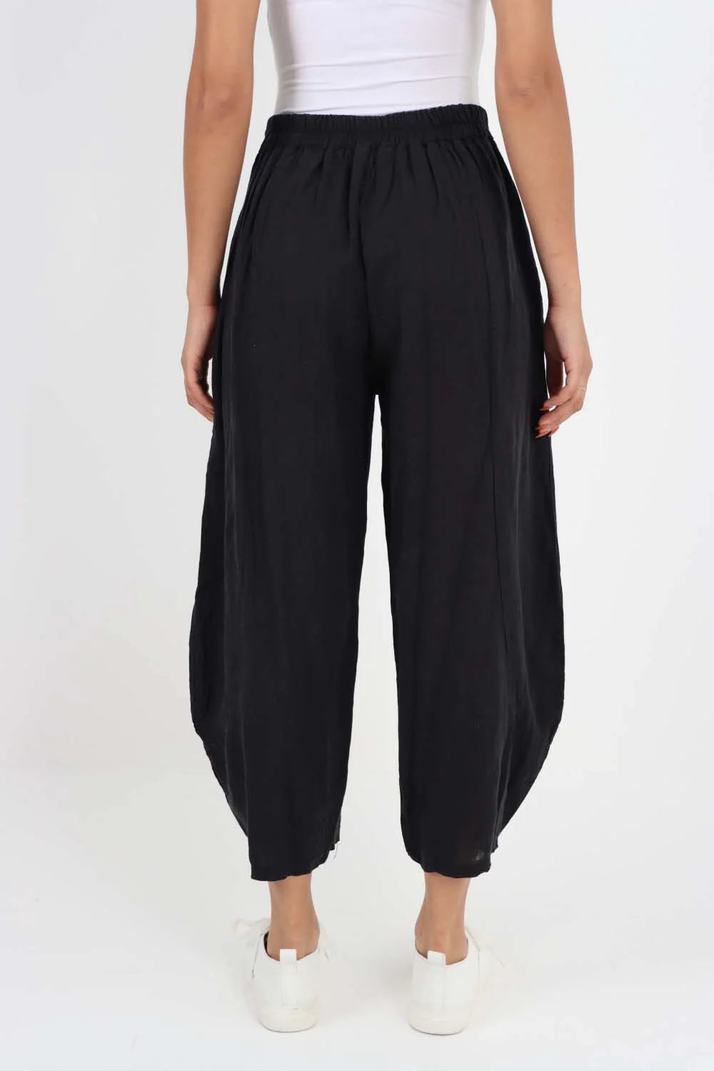 Italian Plain Layered 3/4 Linen Jogger Trouser WearAll