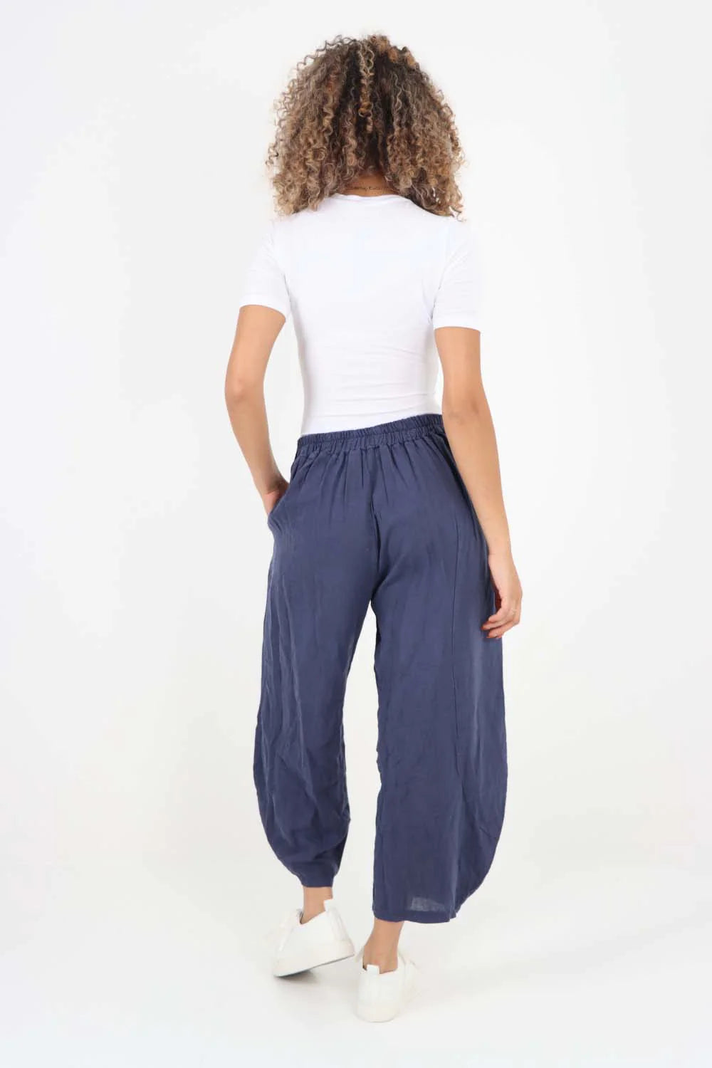 Italian Plain Layered 3/4 Linen Jogger Trouser WearAll