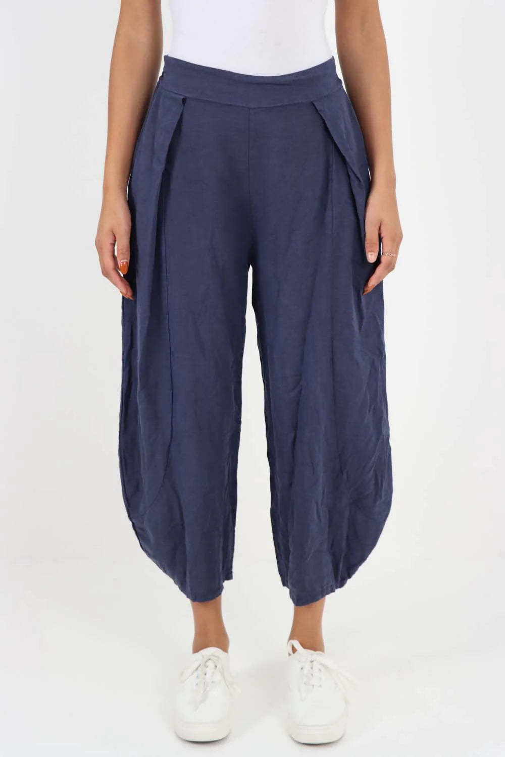 Italian Plain Layered 3/4 Linen Jogger Trouser WearAll