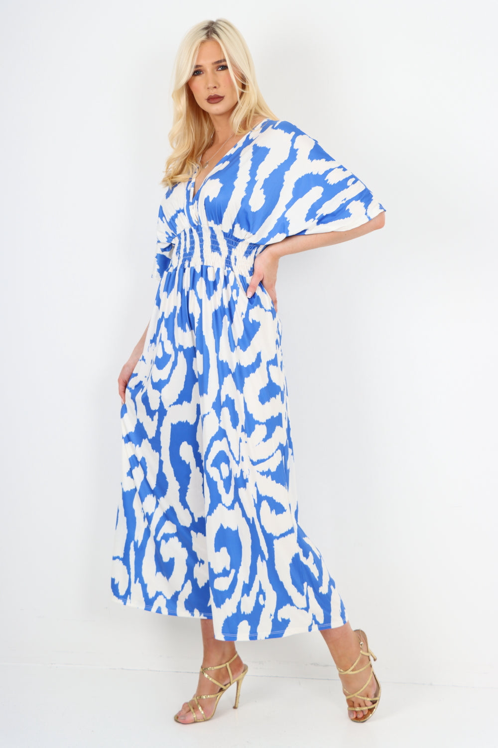 italian shirred elasticated waist animal print short sleeve jumpsuit Jumpsuits & Rompers WearAll