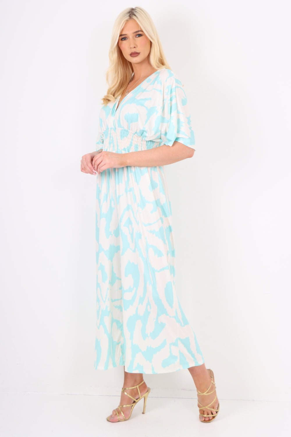 italian shirred elasticated waist animal print short sleeve jumpsuit Jumpsuits & Rompers WearAll