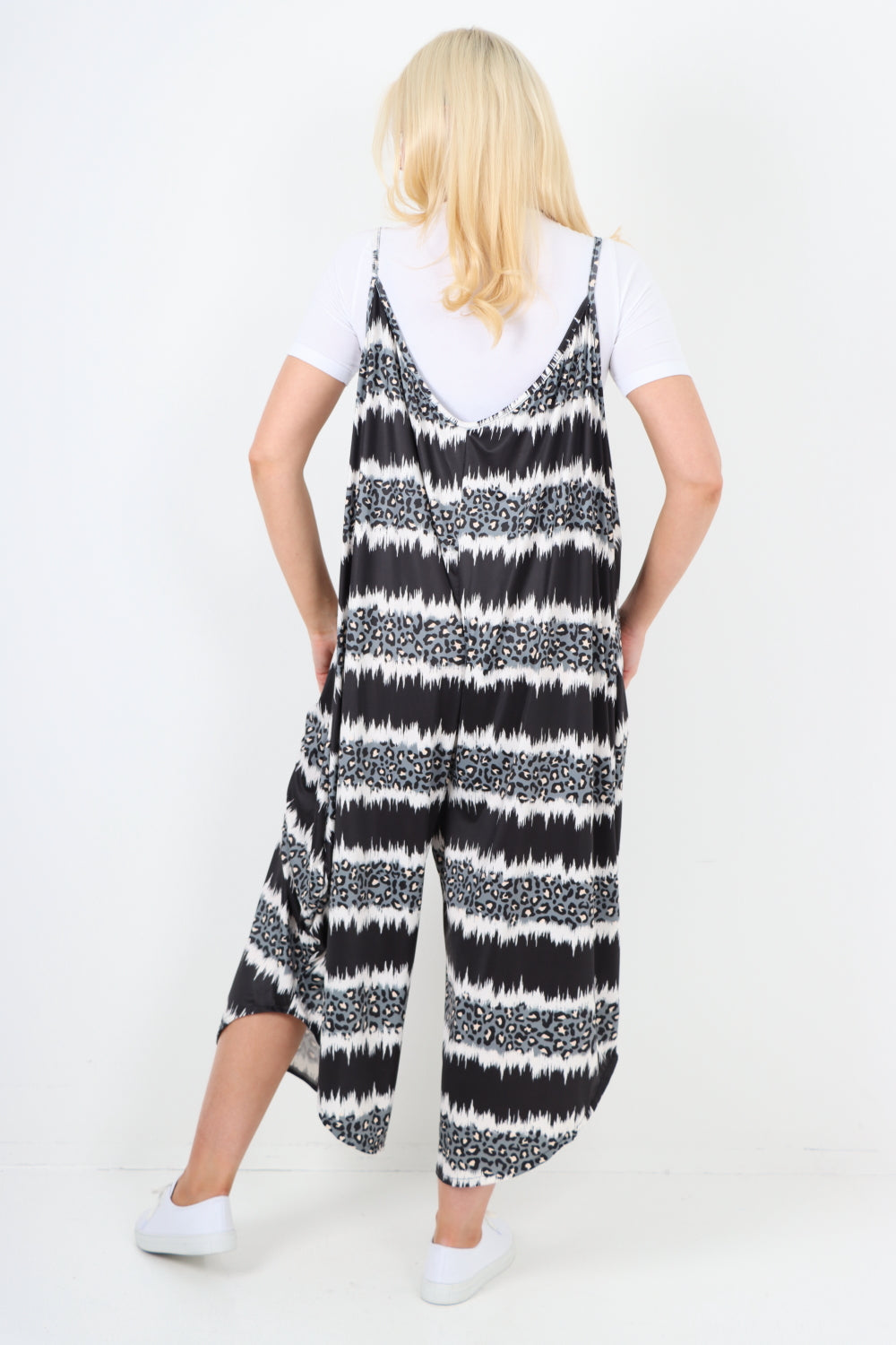 italian animal print deep v neck jumpsuit Jumpsuits & Rompers WearAll