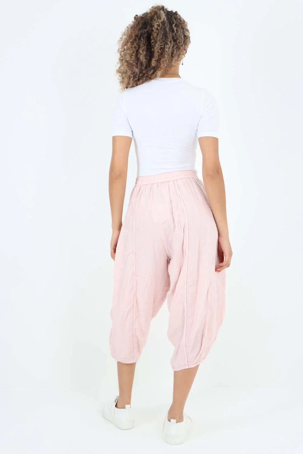Italian Panelled 3/4 Length Linen Joggers Trouser WearAll