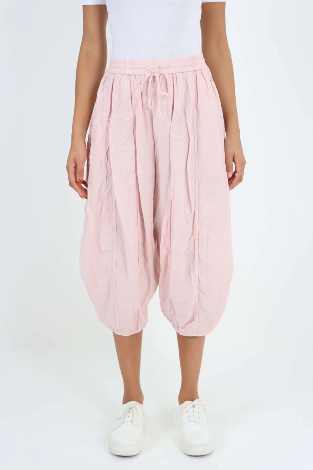 Italian Panelled 3/4 Length Linen Joggers Trouser WearAll