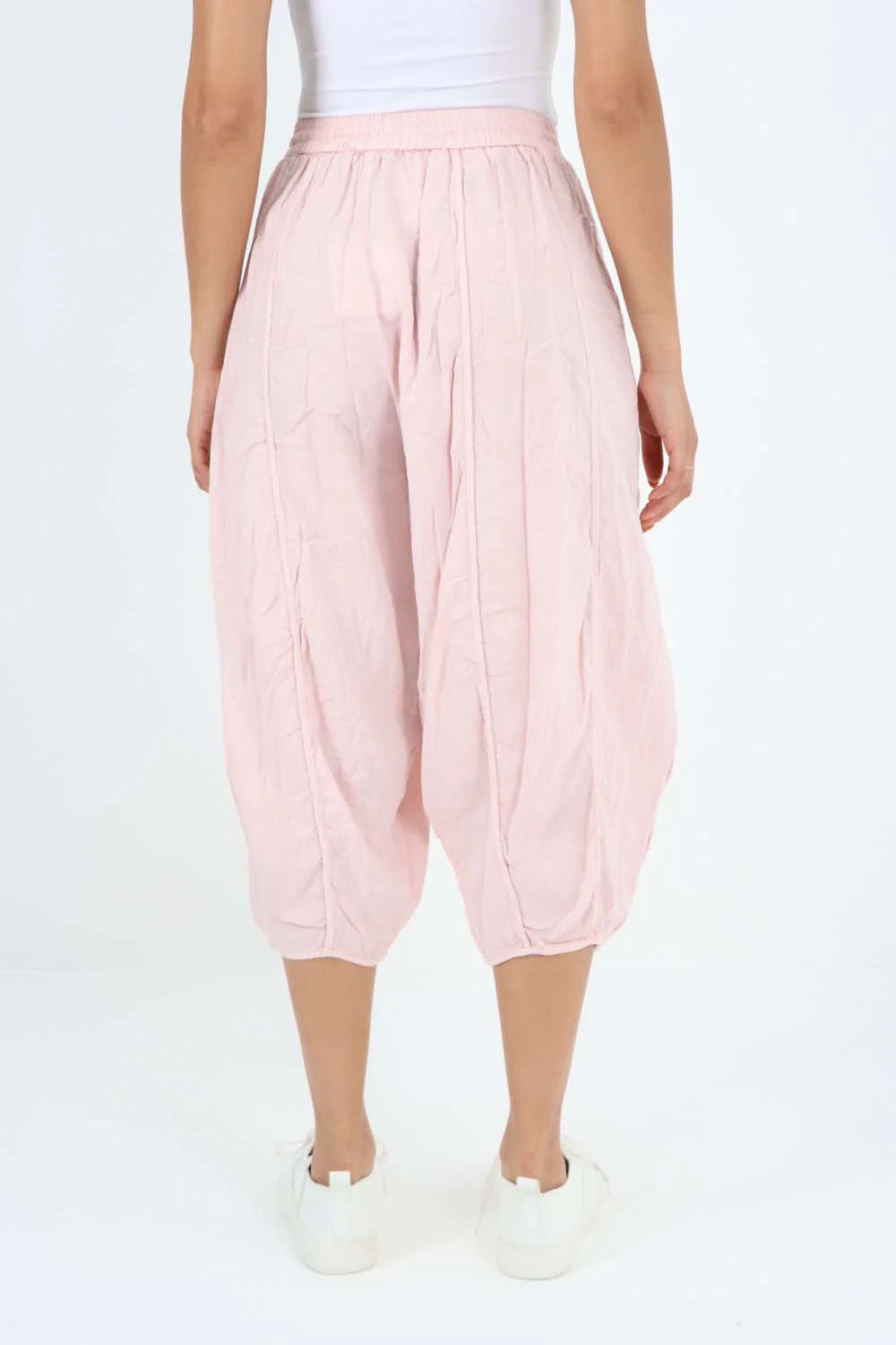 Italian Panelled 3/4 Length Linen Joggers Trouser WearAll