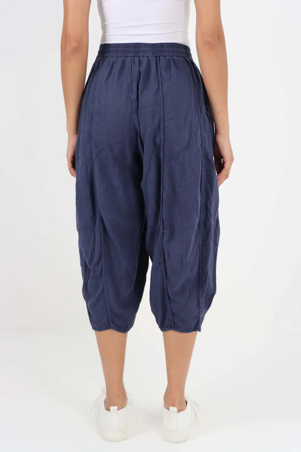 Italian Panelled 3/4 Length Linen Joggers Trouser WearAll